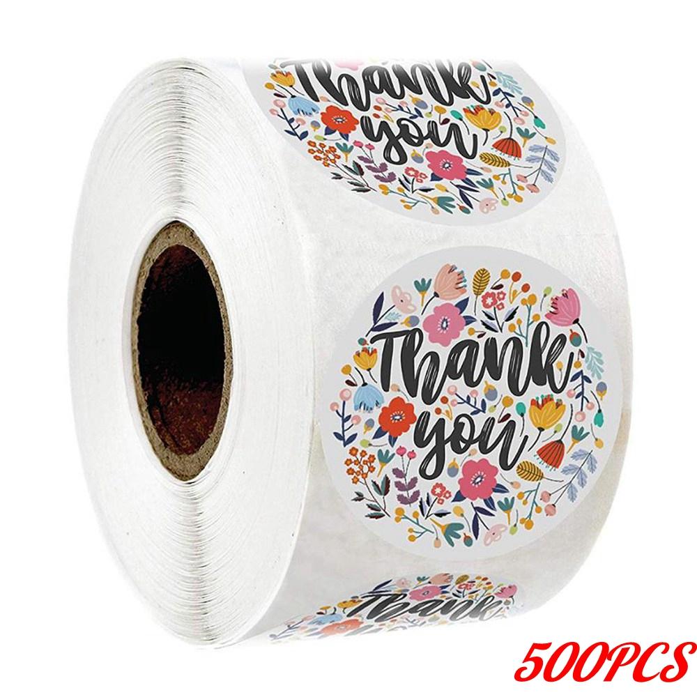 100-500PCS 1inch Round Flower Thank You Stickers Seal Labels for Gift packaging Decoration Stationery Sticker Custom Labels