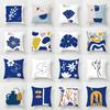 New Nordic Ins Pillow Cover Abstract Geometric Blue Ultra Short Velvet Cushion Cover