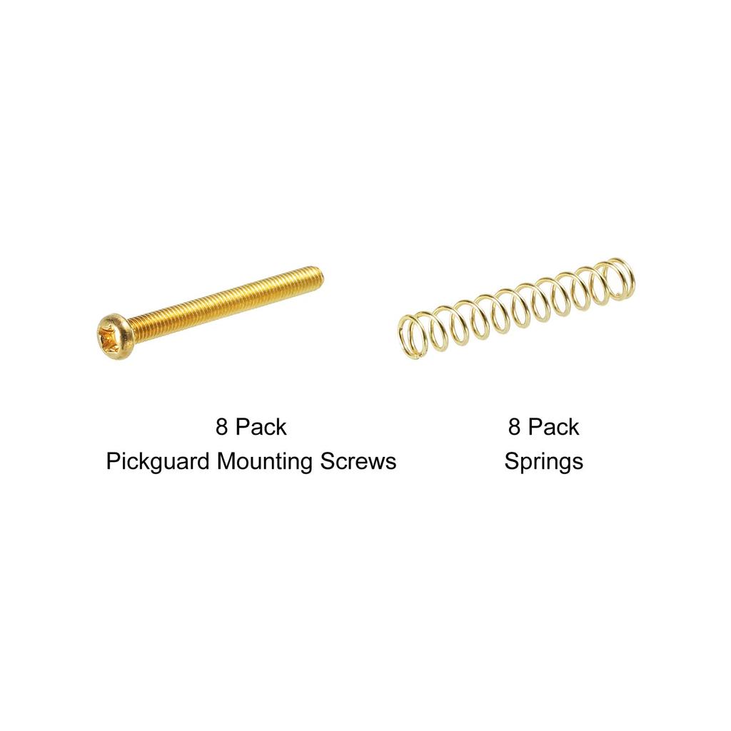 Винты для крепления защитной накладки на гитару PATIKIL с пружиной M3x30 мм, винты для крепления кольца звукоснимателя с двойной катушкой для электронной гитары, золотые, 8 штук