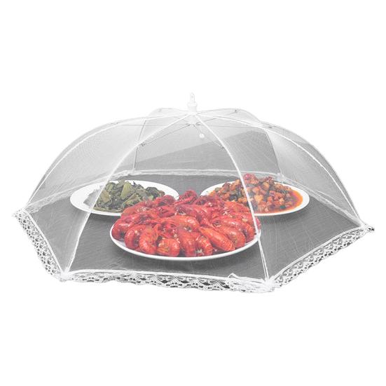 Foldable Food Cover Umbrella-Style Mesh Net with Stainless Steel Frame Fly Protection Food Cover for Indoor Outdoor Use