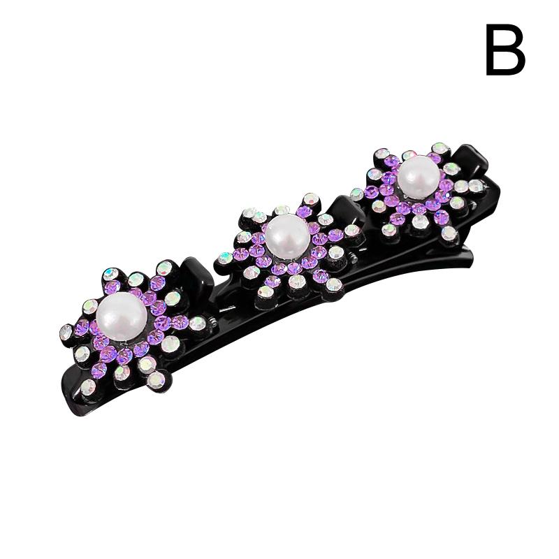 Women Elegant Flower Pearls Braid Hairpins Sweet Hair Clip Braid Decorate Flower Tooth-shaped B K2W7