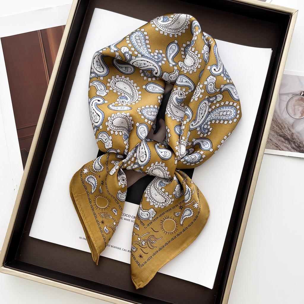 1pcs Luxury Square Scarf Cashew Print Bandana Women's Imitation Silk Scarf Casual Decoration 70cm Neckerchief Headband