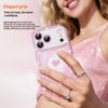 Для iPhone 17 Pro Магнитный чехол Электроокрашенный Волнообразный каркас Декор из страз ТПУ ПК Чехол для телефона с блестящей бумагой в виде сердца
