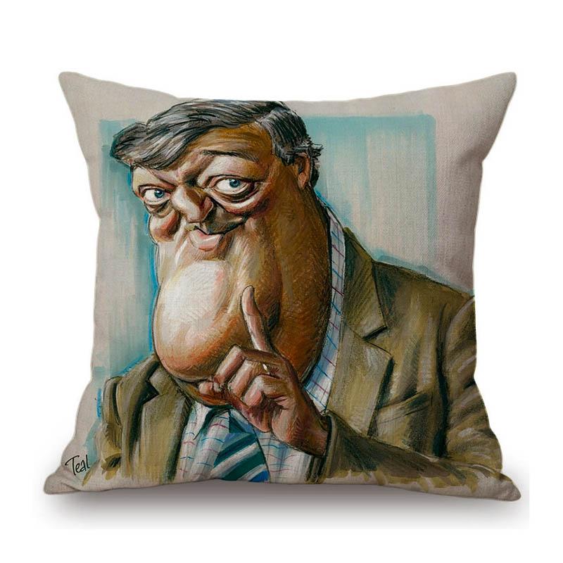 Lovely Cute Celebrity Sketch Art Classic Movie Scenic Poster Art Cotton Linen Sofa Decoration Throw Pillow Case Cushion Cover