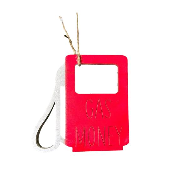 Wooden Gas Can Money Holder Christmas Tree Hanging Gas Money Wallet Cash Envelope Decoration Ornament Pendant Festival Party Wood Money Gift