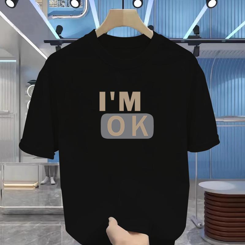 Men's T-shirt Summer Street Jumper T-shirt Men's and Women's Breathable Clothing Classic Letter-printed Cotton Short-sleeved Top