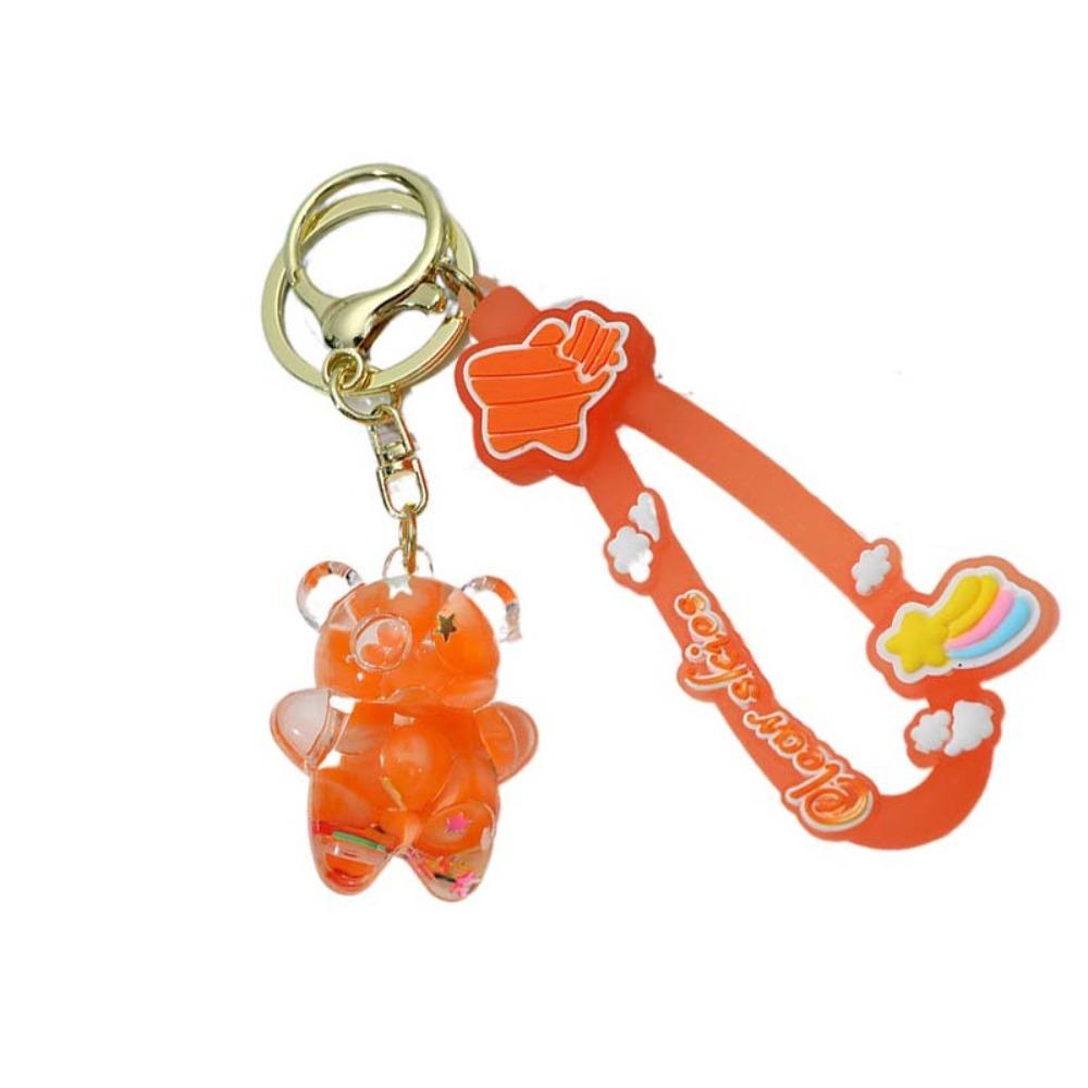 Cartoon Acrylic Quicksand Pendant Bubble Beads Key Rings Quicksand Bear Keychain Female Girl