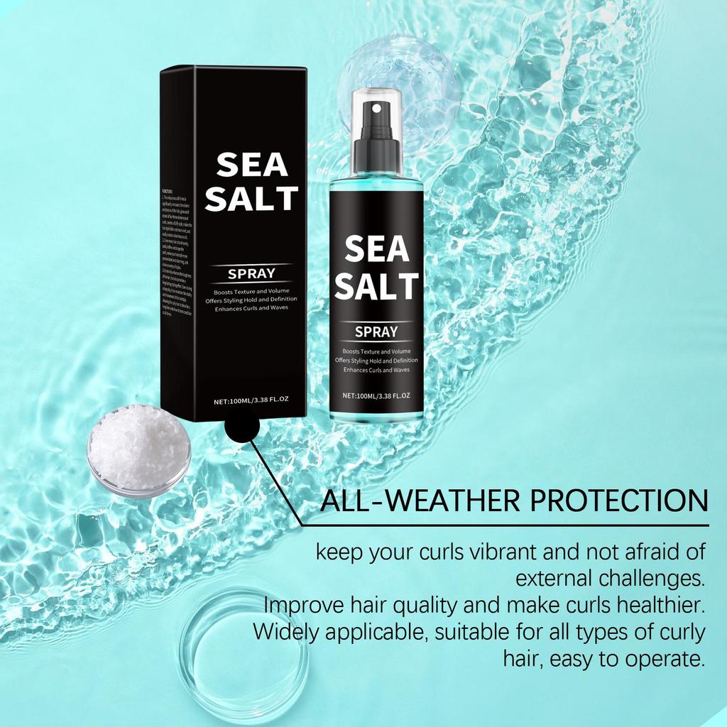 AMZ Sea Salt Hair Styling Spray 100ml - Long-lasting hold for curls, refreshing hairspray for lazy people.