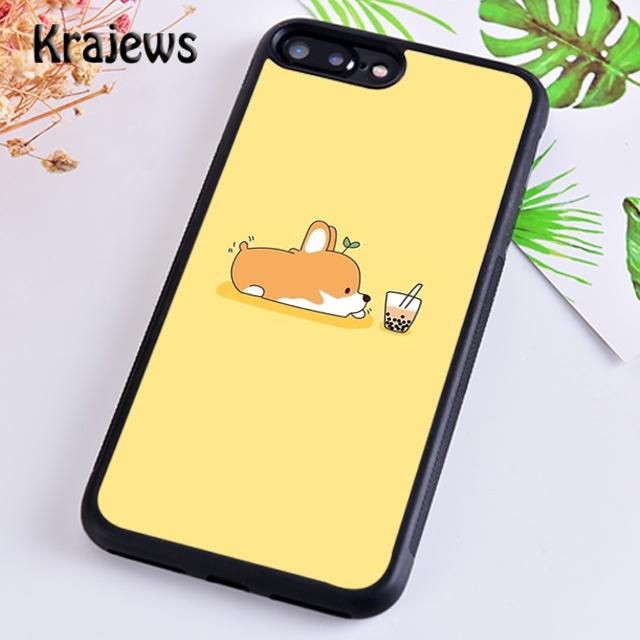 Мягкий чехол для телефона Krajews Corgi and Bubble Tea для iPhone 14 5 6s 7 8 plus XR XS 11 12 13 pro max Samsung S21 S22ultra Plus