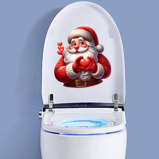 Christmas Toilet Sticker Removable Waterproof Self-adhesive Santa Claus Snowman Elf Gnome Bathroom Wall Toilet Seat Lid Decoration Decal