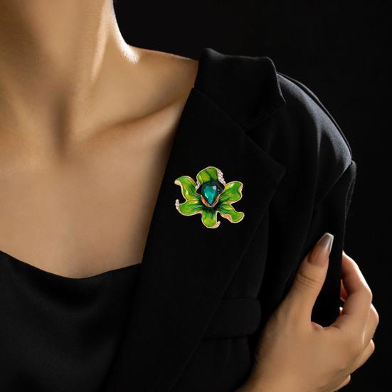 Элегантная брошь в форме цветка пиона, роскошные стразы, инкрустированная булавкой из искусственного кристалла, пальто, кардиган, эмалевый значок, аксессуары для пальто
