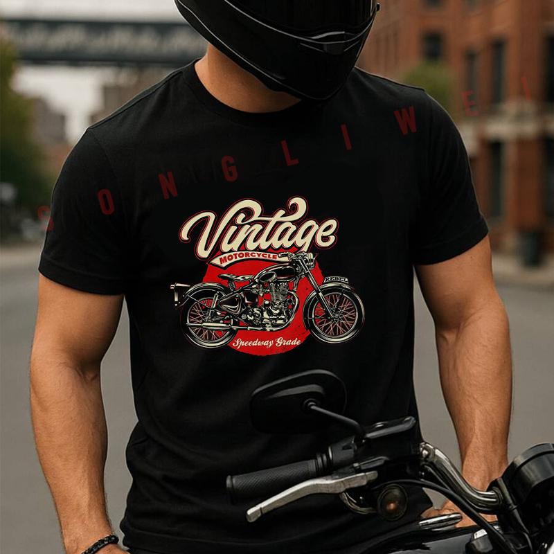 Retro Racer Vintage Motorcycle T-Shirt Motorrad Fans Moto Summer Cotton Men Short Sleeve O-Neck