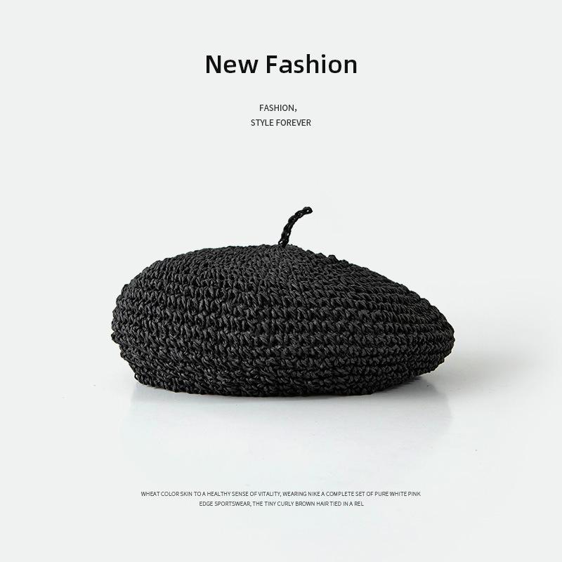 French retro straw beret female Internet celebrity temperament literary painter hat ins breathable straw hat female summer