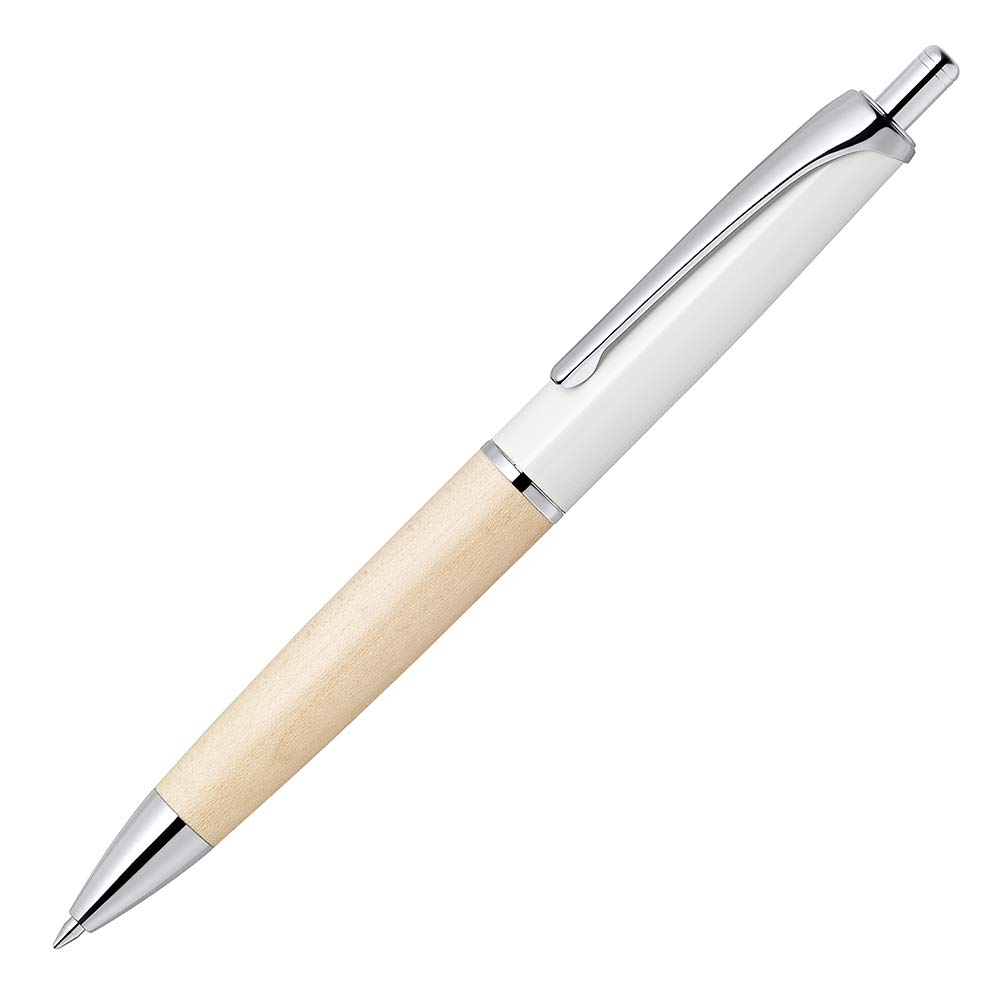 Zebra Ballpoint Fillare Limited Edition White Oil-Based Pen, Wood, Retractable, 0.5mm, (P-BAS76-NA-W)