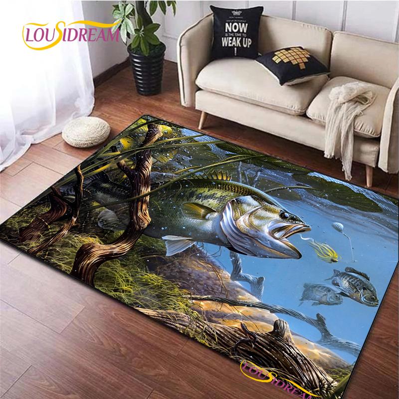 Fishing Enthusiast Carpet for Living Room Sofa Bedroom Alfombra Rugs Kitchen washroom Door Kids Unslip floor Mats birthday gift
