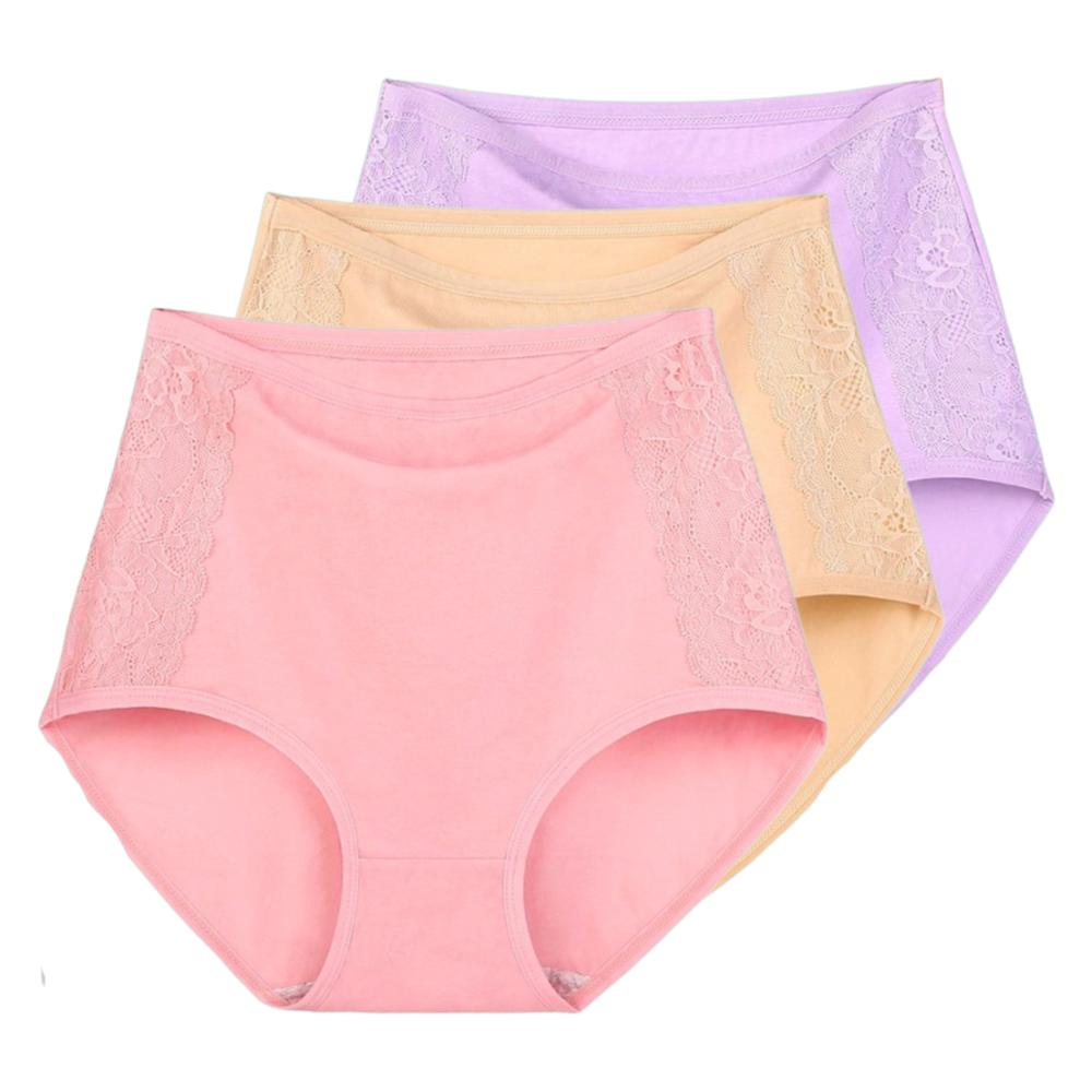 3Pcs High Waist Women's Panties Middle Aged Briefs Cotton Underwear Breathable Ladies Comfort Underpants XL 2XL 3XL 4XL 5XL 6XL