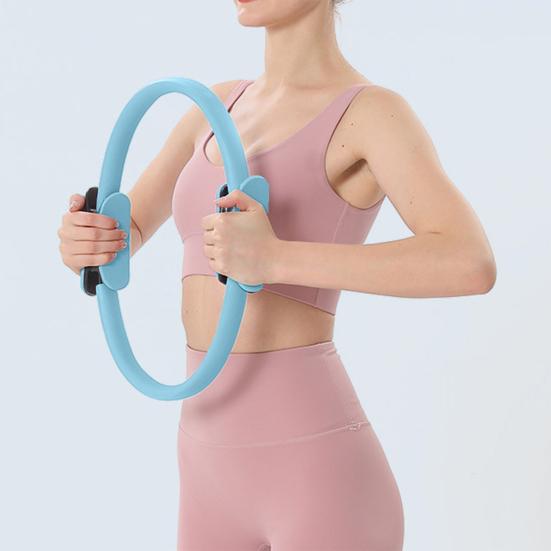 Women Pilates Ring with Non-slip Grip Handles Leg Toning Inner Thigh Pelvic Floor Exercise Yoga Circle Home Gym Fitness Equipment