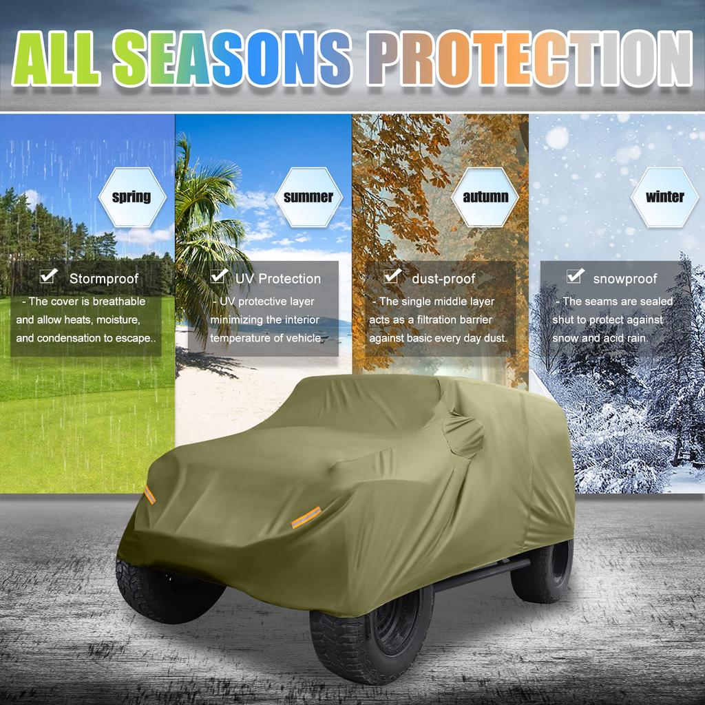 X AUTOHAUX Чехол для внедорожника для Jeep Wrangler Уличный Водонепроницаемый и Снегозащитный 210D Оксфорд Темно-зеленый JK/JL 2-дверный (2007-2021) - Солнце, Дождь, Пыль, Ветер,