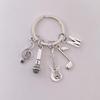 26 Letters Music Keychain Music Note Guitar Pendant Key Chain Microphone Keyring Creative Jewelry Gifts