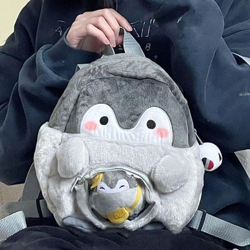 Coin Purse Plush Penguin Backpack Large Capacity Children Schoolbag Cute Cartoon Doll Bag  Outdoor