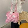 Large Capacity Plaid Cotton Handbag Sweet Tote Bag Ins Lace Pillow Bag  Outdoor