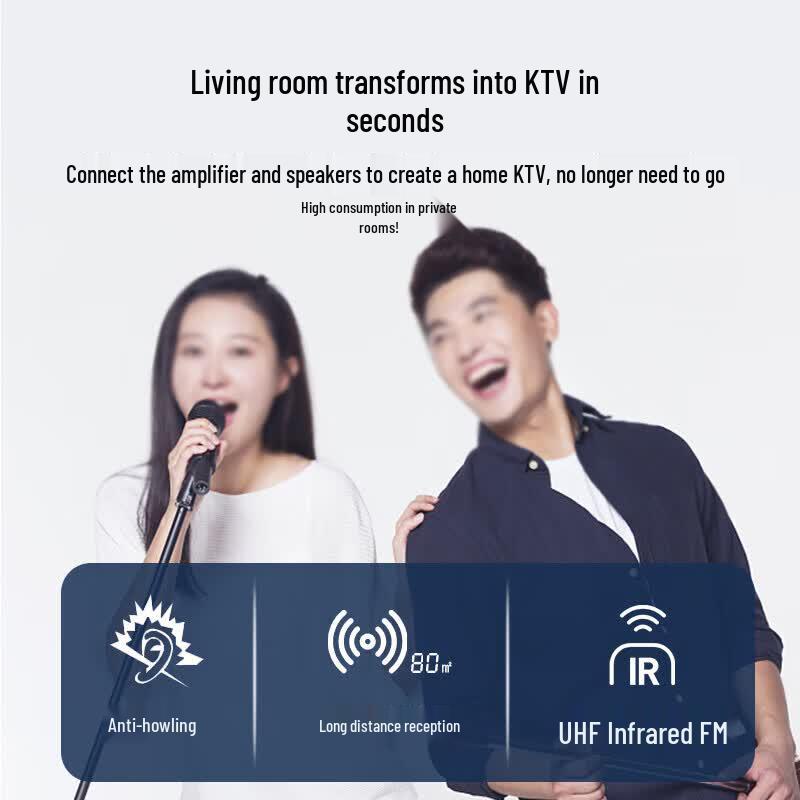HuiDu Professional U-Band Dual Wireless Microphone System (CN version)