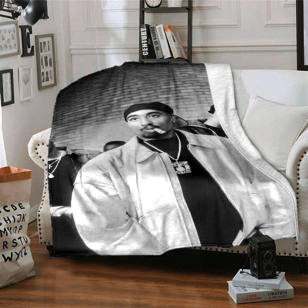 1 шт. Плед в стиле Hip Hop 2Pac, Мягкий, Легкий, Для всех сезонов, Многоцелевой плед для дивана, кровати, офиса и пикников, Французский стиль с культовыми обложками альбомов и цитатами