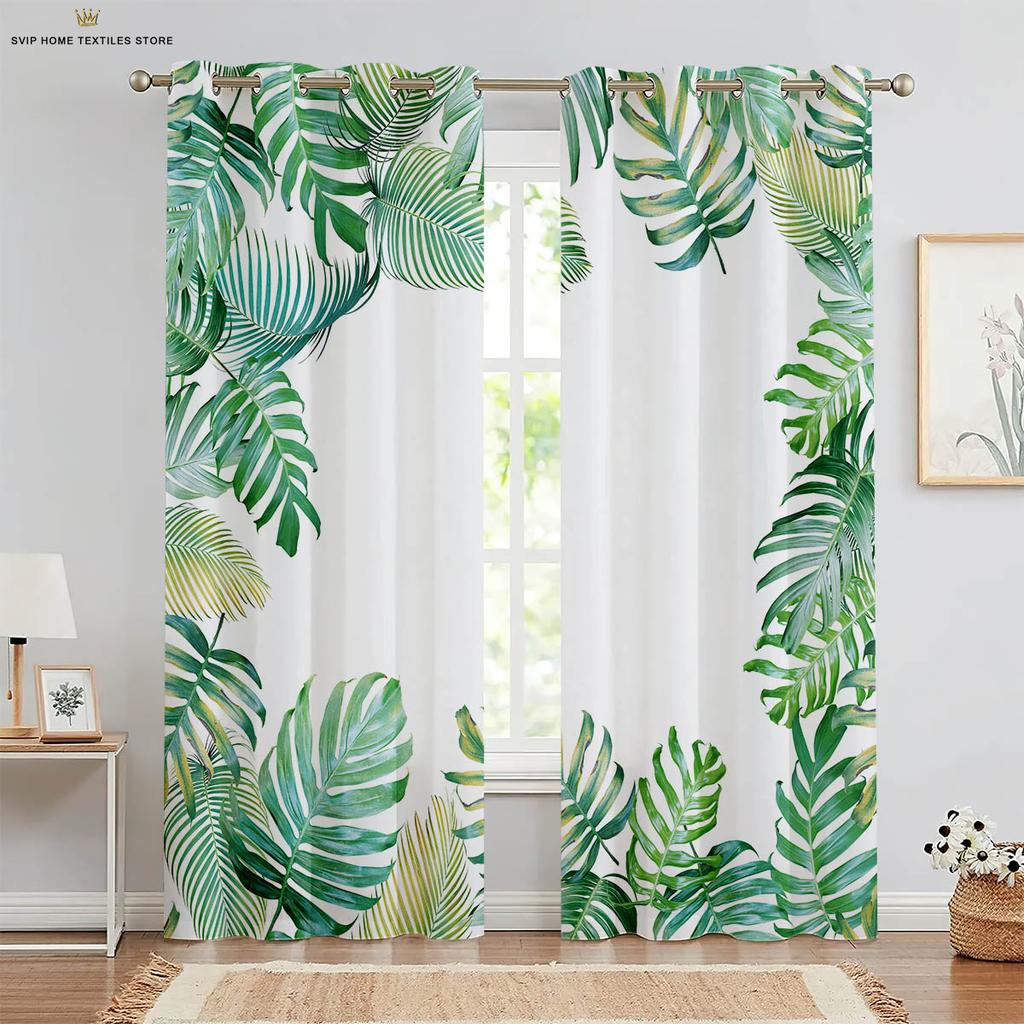 Шторы с принтом листьев тропической растительности, полиэфирное волокно, шторы в скандинавском стиле, подходят для спальни, гостиной, декора