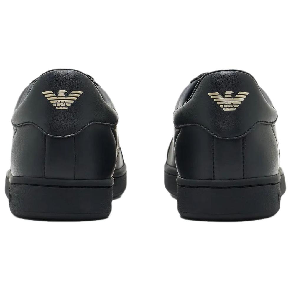 Emporio Armani EA7 Кожаные Низкие Кроссовки на Шнуровке с Круглым Носком Унисекс Черные 7X000332AF10848MZ177