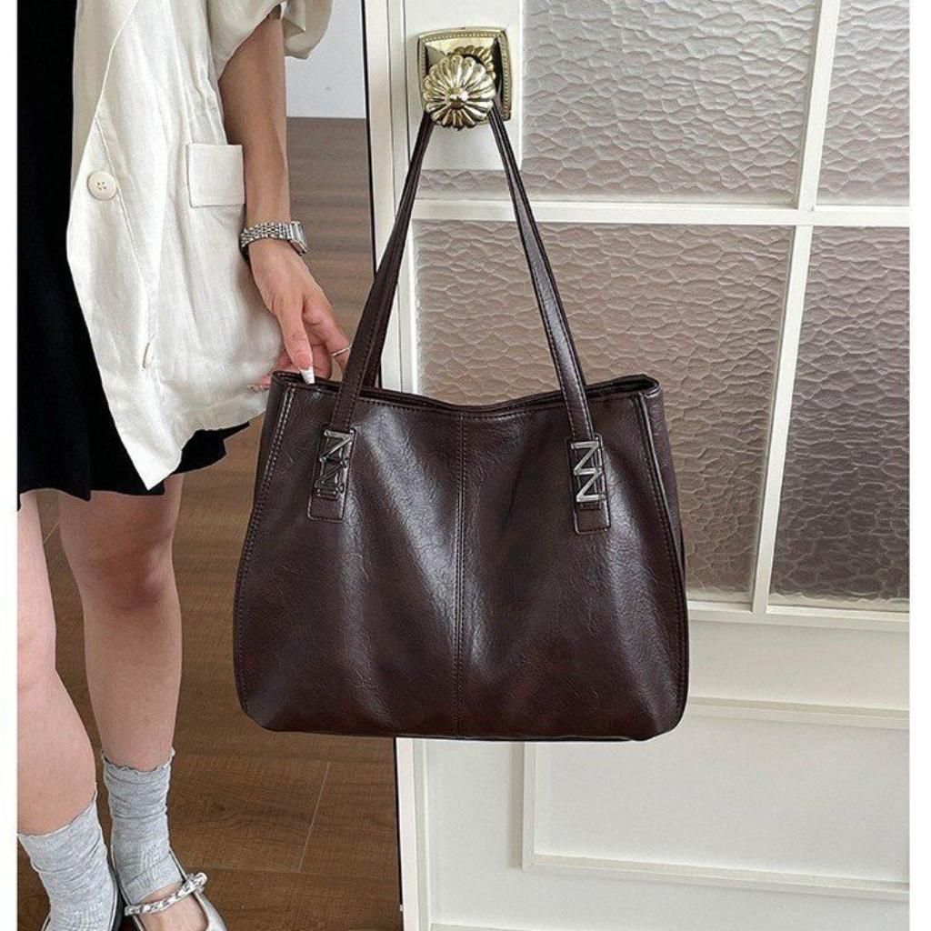 Tote Bag Women PU Large Capacity Stitched Detail Daily Commuting