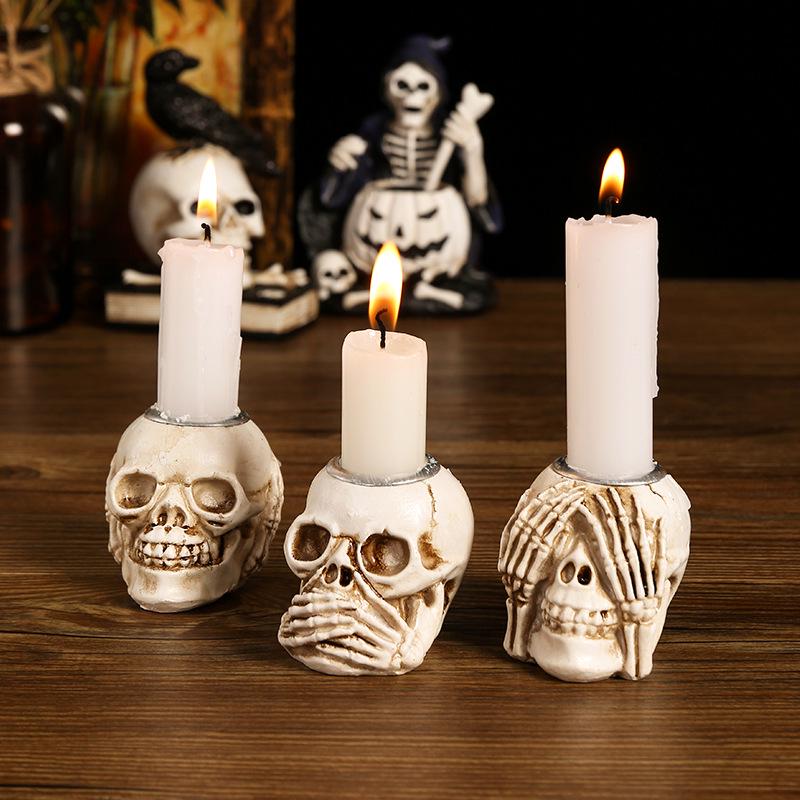 Cross-Border Halloween Skull Resin Ornament - Ghost Festival Decoration for Desktop and Entrance