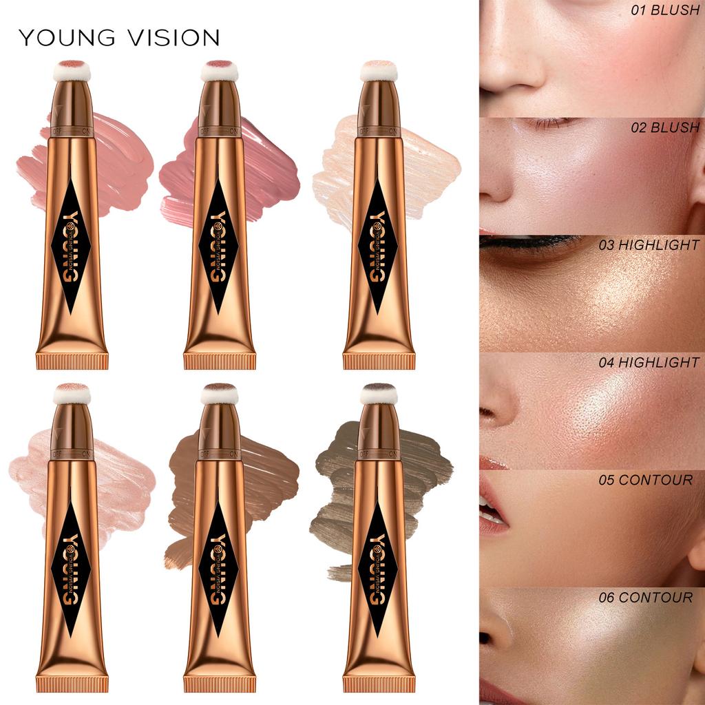 YOUNG VISION Air Cushion Blush Highlighter Stick Multi-Color Optional Waterproof and Sweat Proof Liquid Blush