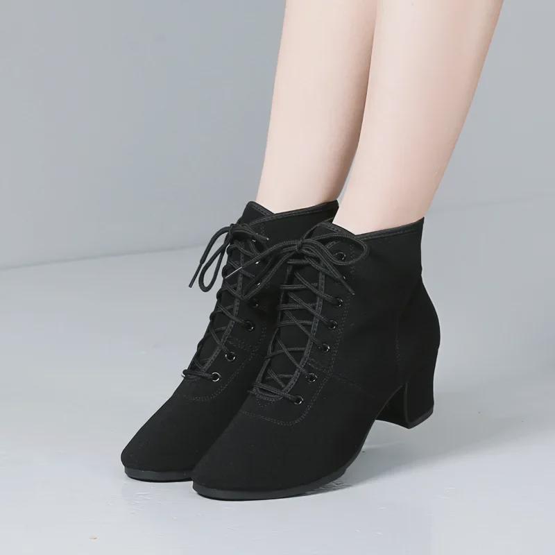 Высокие танцевальные туфли для квадратных и латиноамериканских танцев, мягкая подошва, средний каблук, стиль «матрос»