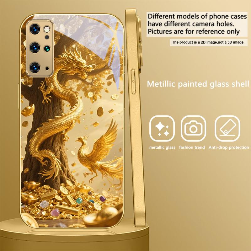 Золотой Дракон Сворачивается Для Samsung Galaxy S20 FE S21 S22 S23 Plus S24 Ultra S25Ultra S21+ S9+ S22Plus Золотой стеклянный чехол для телефона