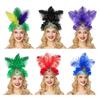 Feather Headpiece Hair Band with Rhinestones Sequins Elastic Carnival Headdress Women Lightweight Festival Headdress