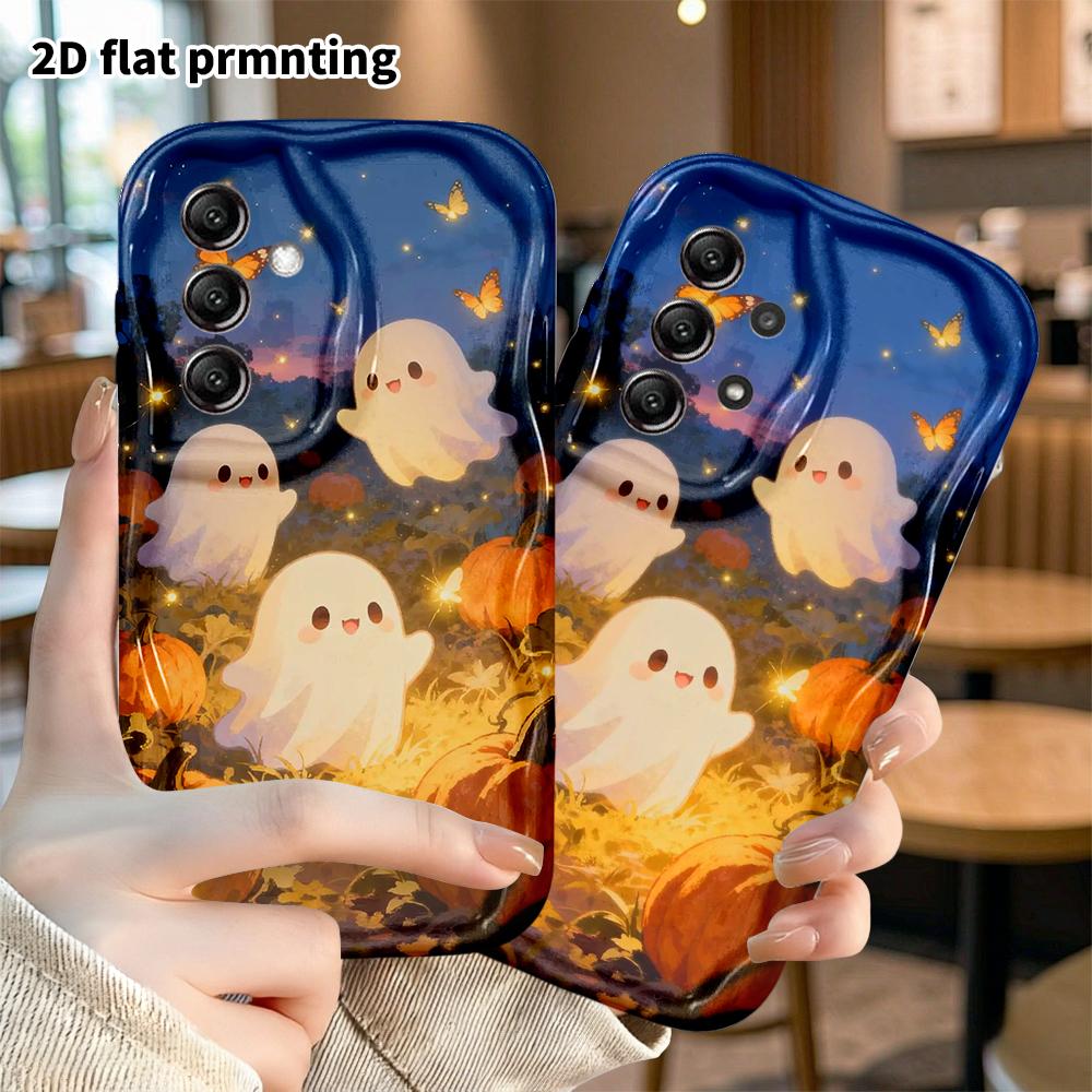 Phone case: 2D flat, suitable for Samsung Galaxy A34 A35 M05 M06 S20 S22 S21 FE Plus 5G protective case, Ghost Pumpkin Field, perfect Christmas and Ha