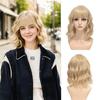 Synthetic Hair Yellow Blonde Wigs for Women Short Wavy Curly Wig with Bangs Water Wave Wig Daily Girls Cosplay Halloween Party