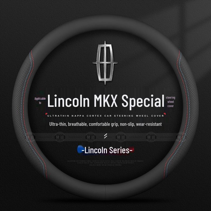 Lincoln MKX Premium Steering Wheel Cover 2009-2018, Four-Wheel Drive, Easy Install, No Hand-Sewing Needed.
