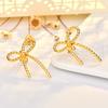 Small Fragrance Style Bow with Big Earrings Twisted Twisted Face High-end Earrings Fashionable and Elegant