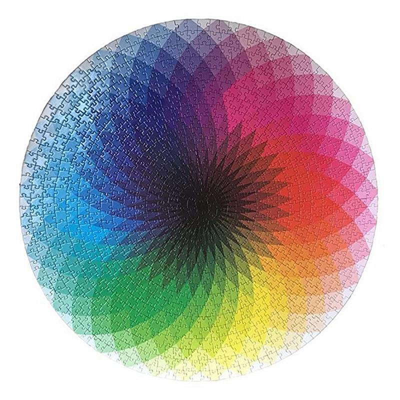 Diy Educational Toy Puzzles 1000 Pieces/Set Of Colorful Rainbow Circular Geometry Puzzles