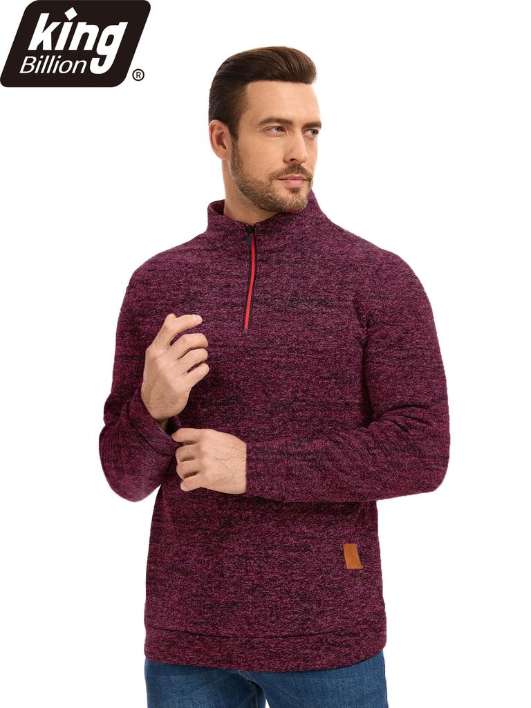 King Billion Men's Half-Zip Stand Collar Fleece Pullover Autumn Spring Sweater Ideal for Daily Casual Wear Urban Strolls and Light Outdoor Activities