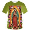 Virgen Maria 3D Men's and Women's T-shirt, Casual Short Sleeve Clothing, Full Size, New Summer Fashion