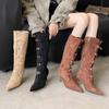 2025 осень и зима новая европейская и американская замшевая обувь с острым носком на высоком каблуке, темпераментная, французская мода, сексуальные красивые женские ботинки