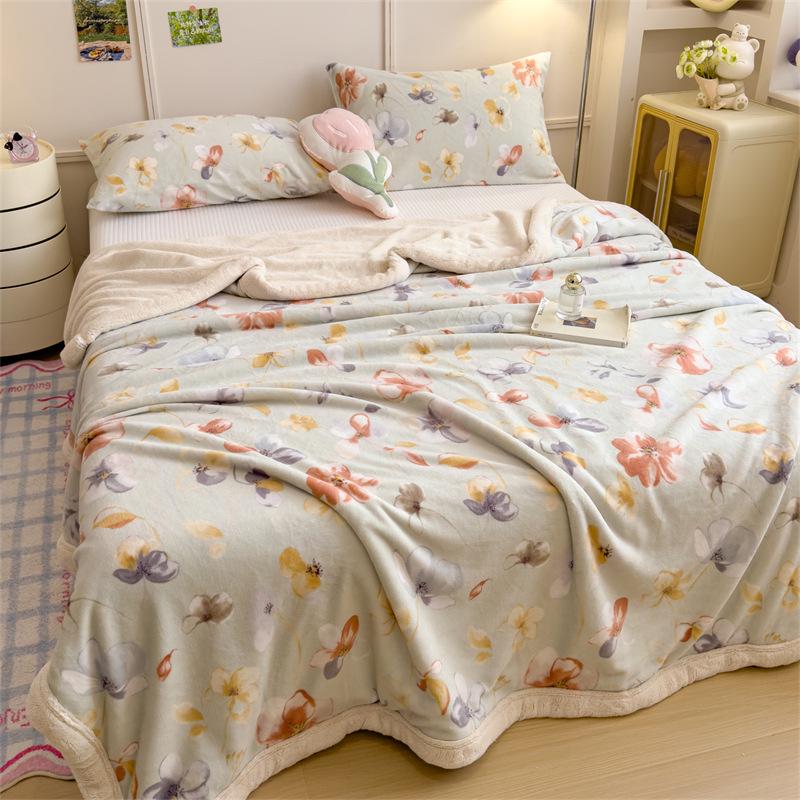 Yunjin Double-Sided Winter Fleece Blanket - Thick, Cozy Sofa Throw & Office Shawl