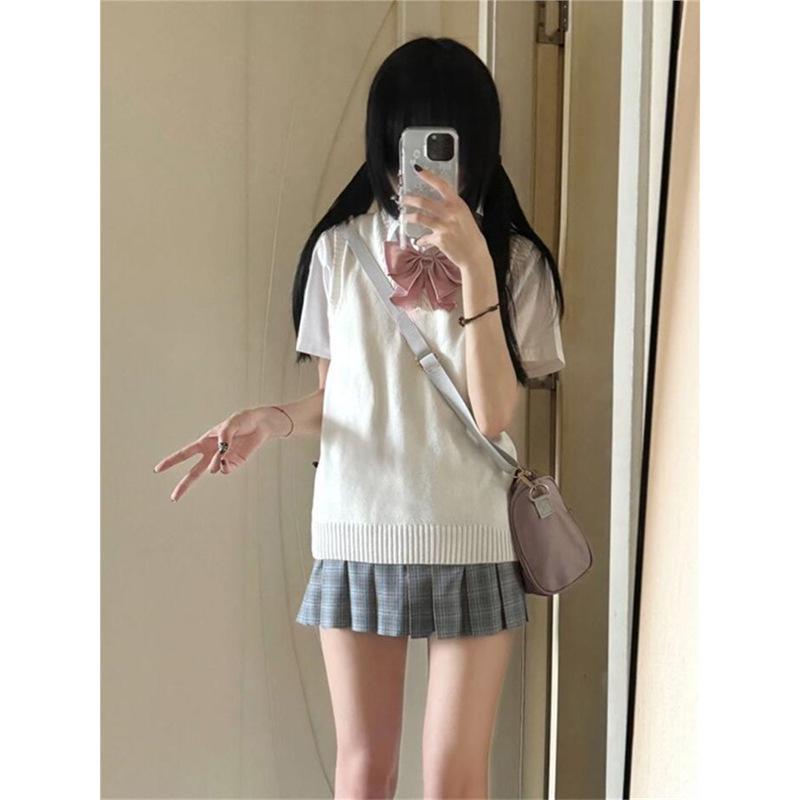 Women’s Grey Knit Vest - Japanese Academy Style School Uniform Top