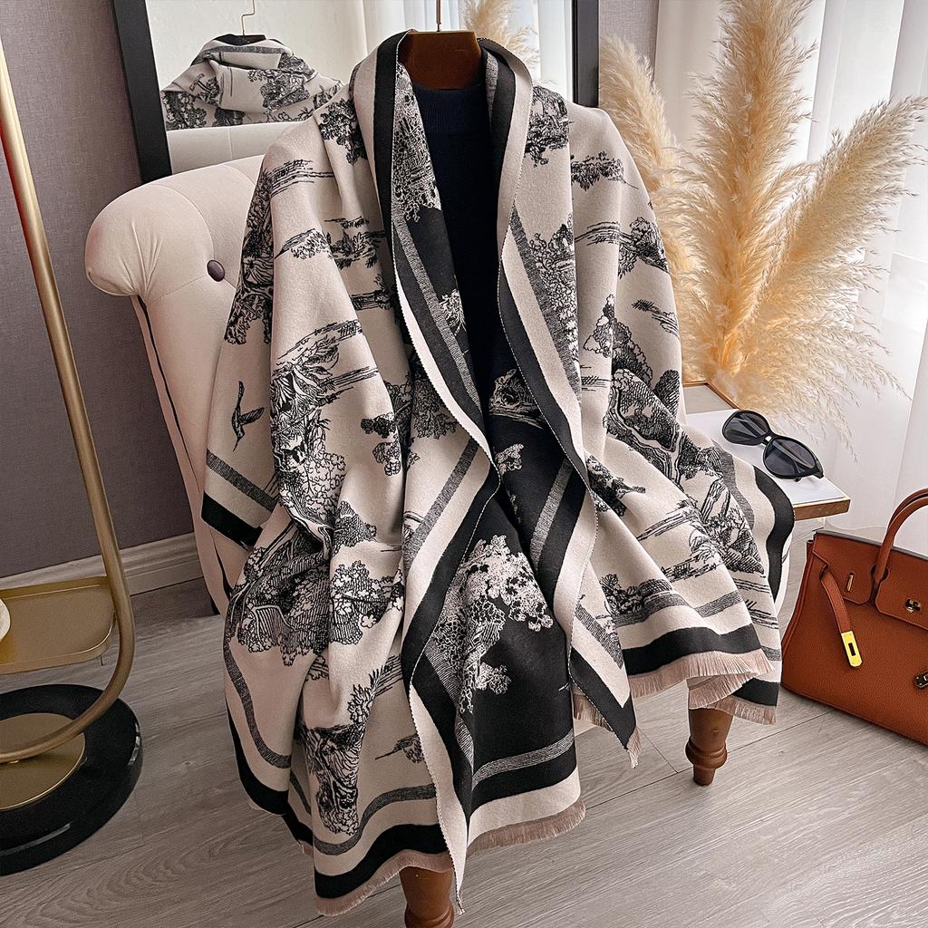 Luxury Winter Scarf Women Cashmere Warm Pashmina Brand Foulard Female Shawls Wraps Thick Soft Bufanda Poncho Scarves Stole