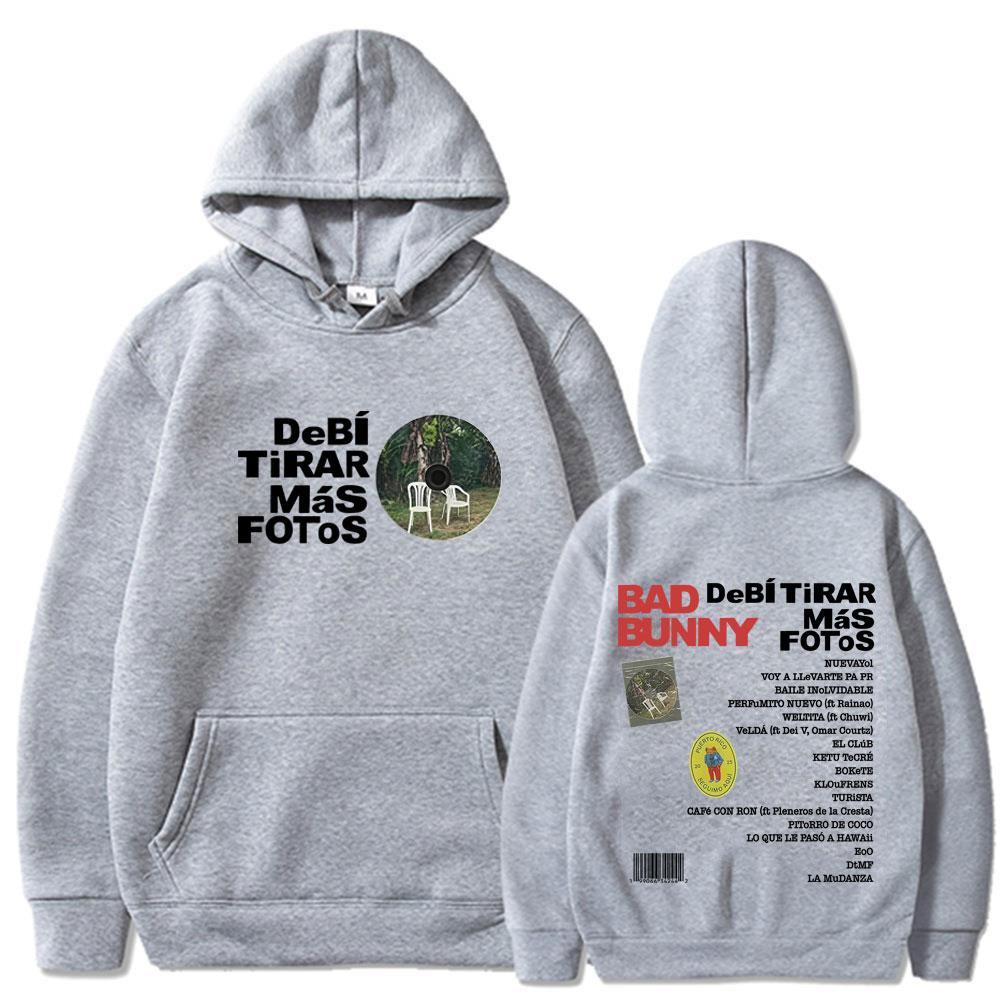 Rapper Bad Bunny DTMF DeBi TiRAR MaS FOToS Album Vintage Print Hoodies Men Women Hip-hop Long-sleeved Aesthetic Casual Pullover