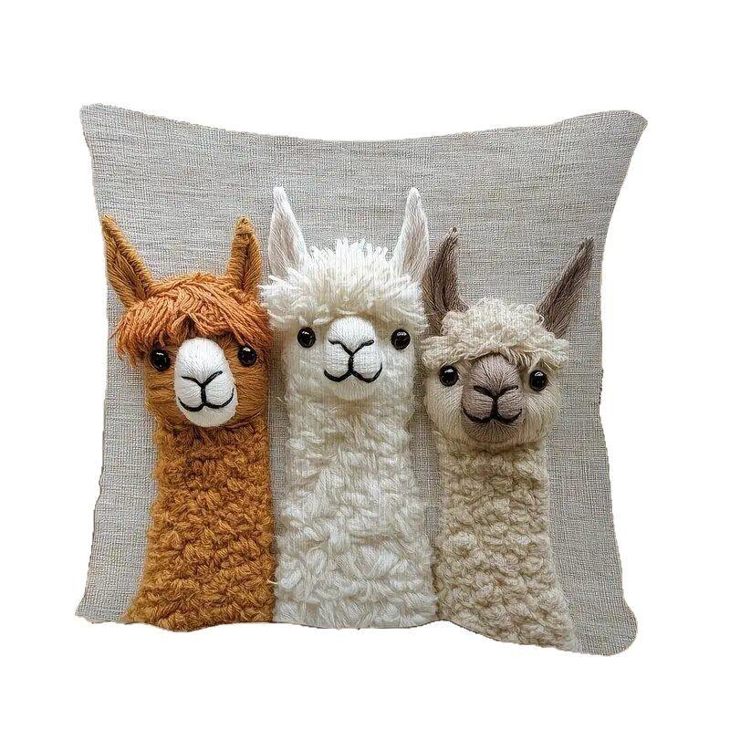 Alpaca Friend Single-Sided Printed Pillowcase Modern Style Suitable For All Room Types Decoration Does Not Include Pillow Insert