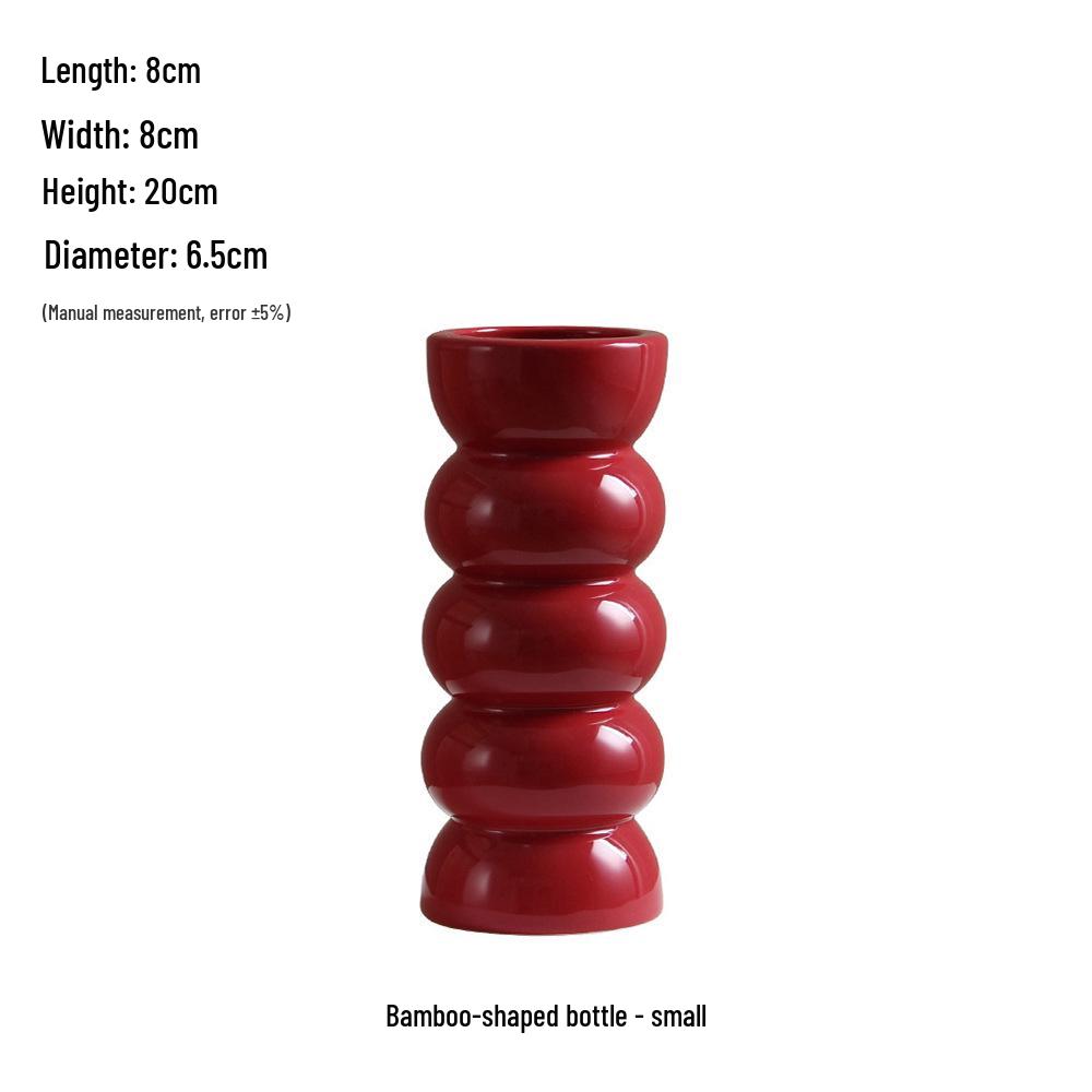 Китайская красная керамическая ваза середины века - Новогоднее специальное украшение для гостиной или свадебные композиции из шелковых цветов