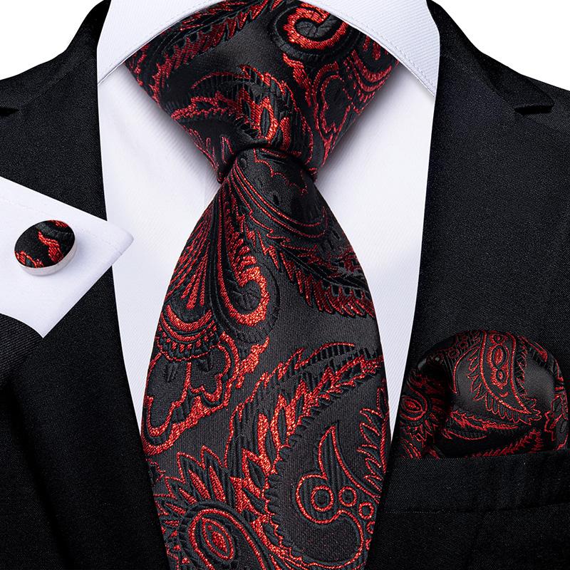 2025 Luxury Mens Necktie Set Business Tie Silk Hanky Cufflinks Set